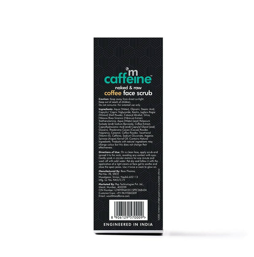 mCaffeine Naked & Raw Coffee Face Scrub with Walnut for Fresh Glow