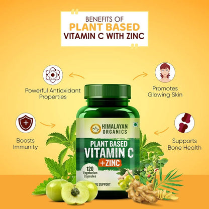 Himalayan Organics Plant Based Vitamin C + Zinc Double Immune Support Vegetarian Capsules