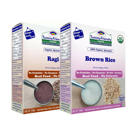 TummyFriendly Foods Certified Stage1 Ragi, Brown Rice Porridge Mixes, Australia, Canada 