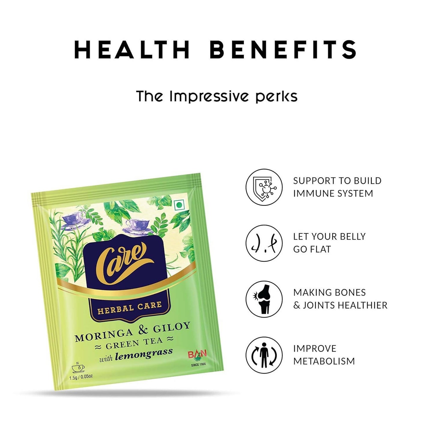 Care Moringa & Giloy Green Tea Bags with Lemongrass