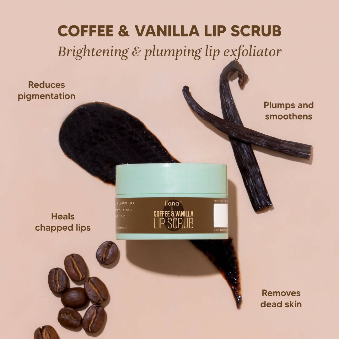 Ilana Lip Scrub - Brightening And Plumping Vegan Lip Exfoliator - Coffee & Vanilla