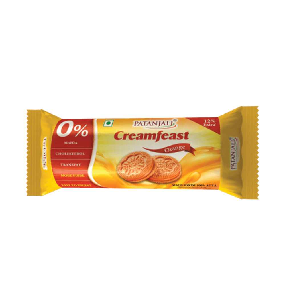 Patanjali Cream Feast Orange Biscuits (Pack of 10)