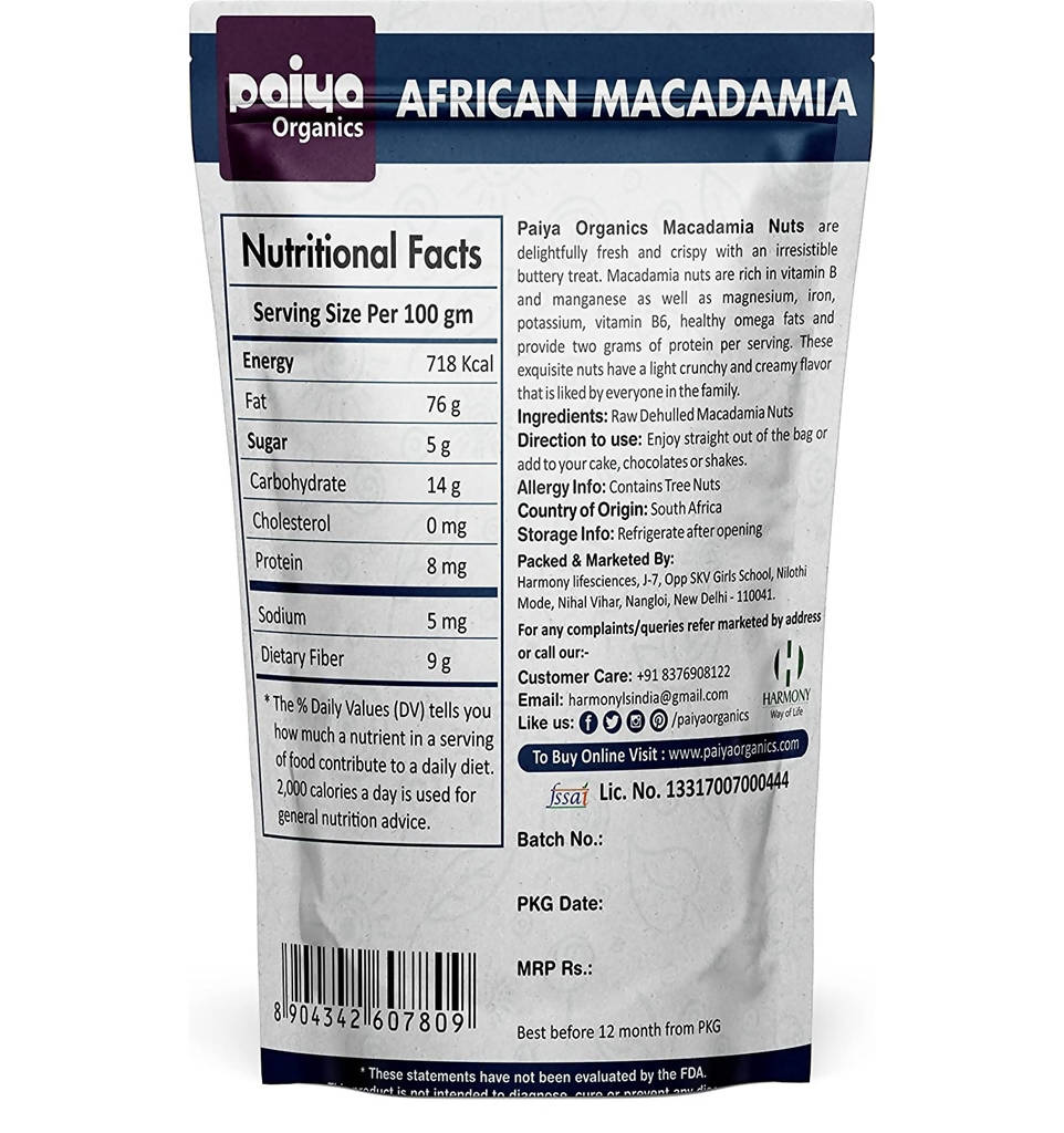 Paiya Organics African Macadamia Exotic & Healthy Nuts