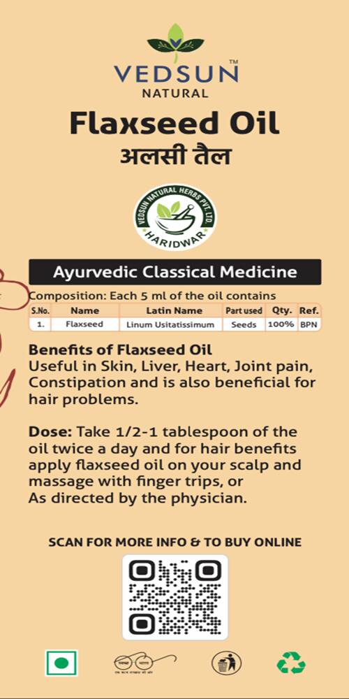 Vedsun Naturals Flax Seed Oil Alsi Ka Tel Pure Omega 3 Rich