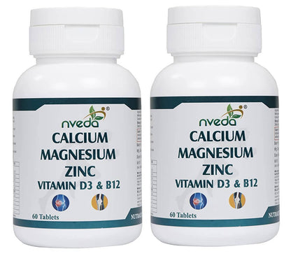 Nveda Calcium Magnesium Zinc Vitamin D3 & B12 Tablets