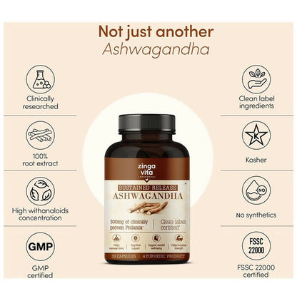 Zingavita Ayurveda Sustained Release Ashwagandha 300mg Capsules