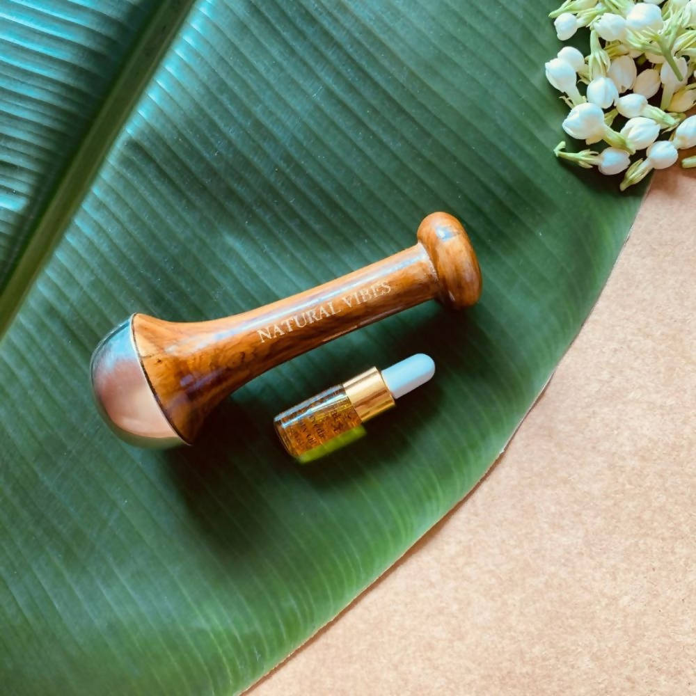 Natural Vibes Kansa Face Massage Wand with Free Gold Beauty Elixir Oil