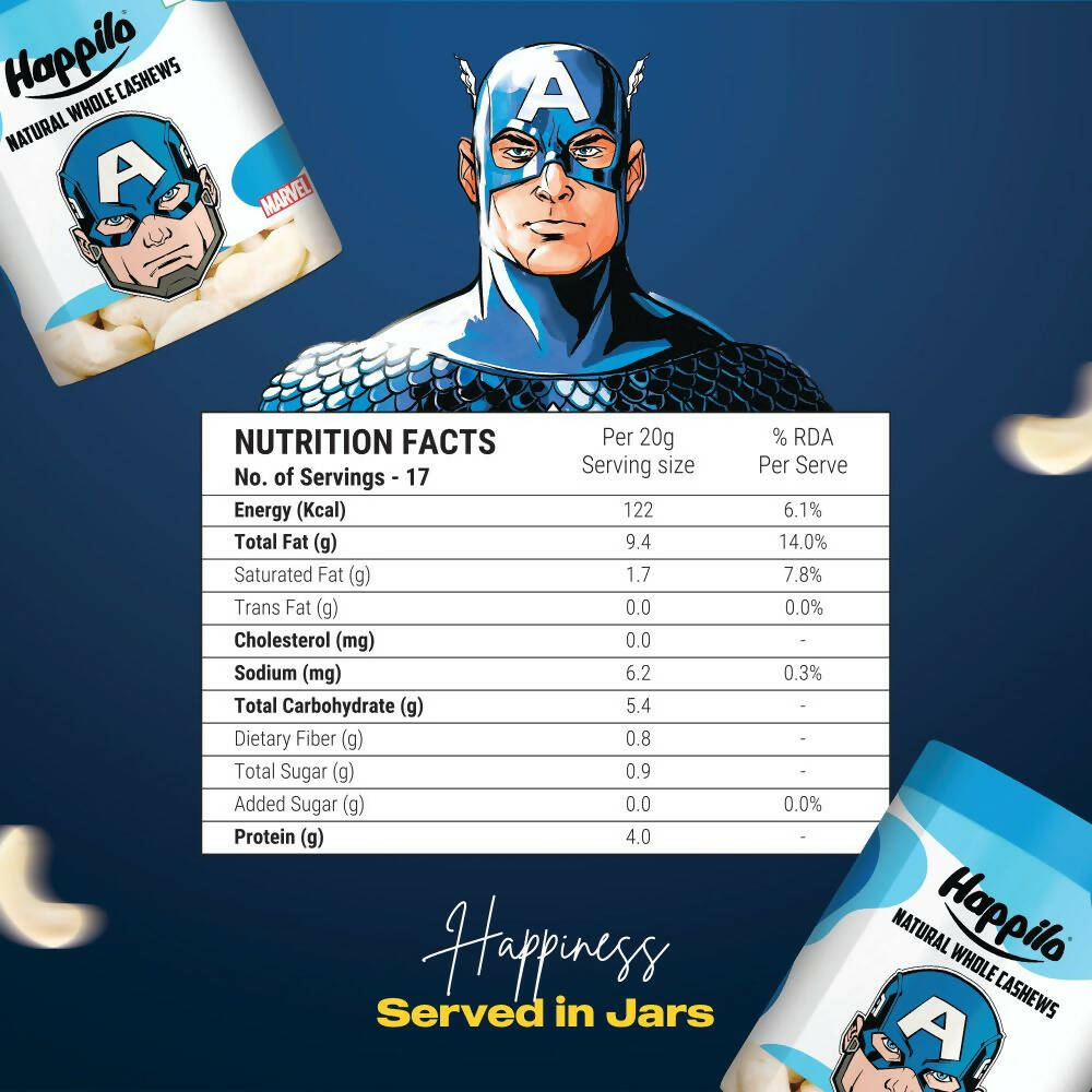 Happilo Natural Whole Cashews-Marvel Captain America Edition