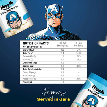 Happilo Natural Whole Cashews-Marvel Captain America Edition