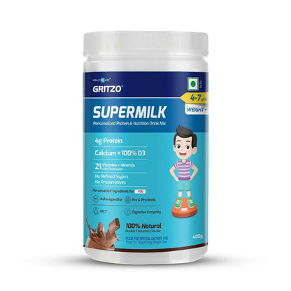 Gritzo Supermilk Weight+ For 4-7Y Boys Double Chocolate Flavor TrueCure