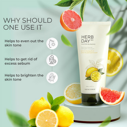 The Face Shop Herb Day 365 Master Blending Foaming Cleanser- Lemon & Grapefruit