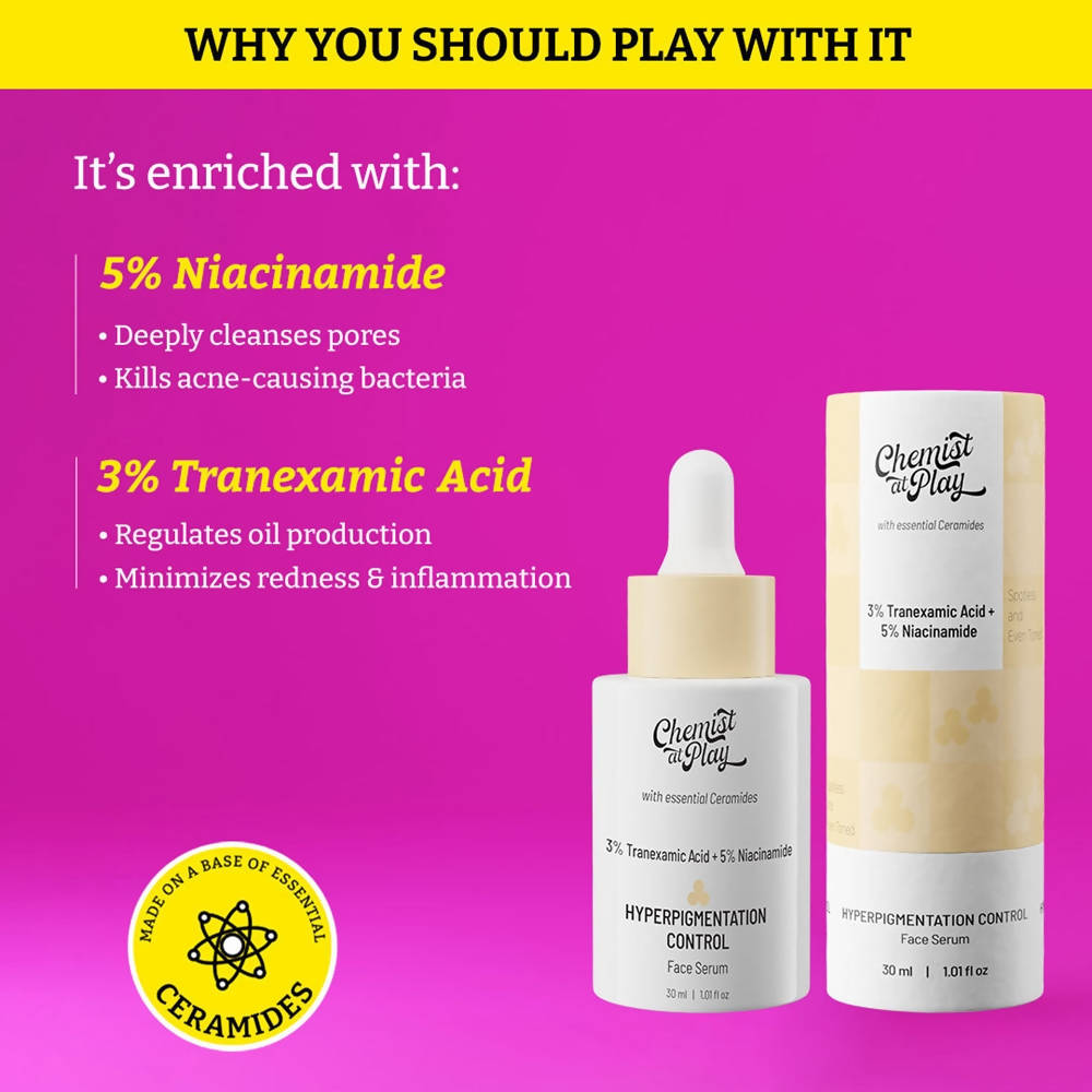 Chemist At Play Hyperpigmentation Control Face Serum, Reduces Acne Scars and Post-Inflammatory Pigmentation