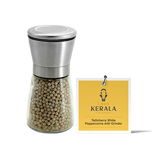 LocoKerala Tellicherry White Peppercorns with Grinder, Australia, Canada 