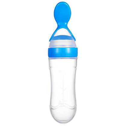 Safe-O-Kid Easy Squeezy Silicone Food Feeder Spoon (Soft Tip) BottleBlue90mL, Australia, Canada 