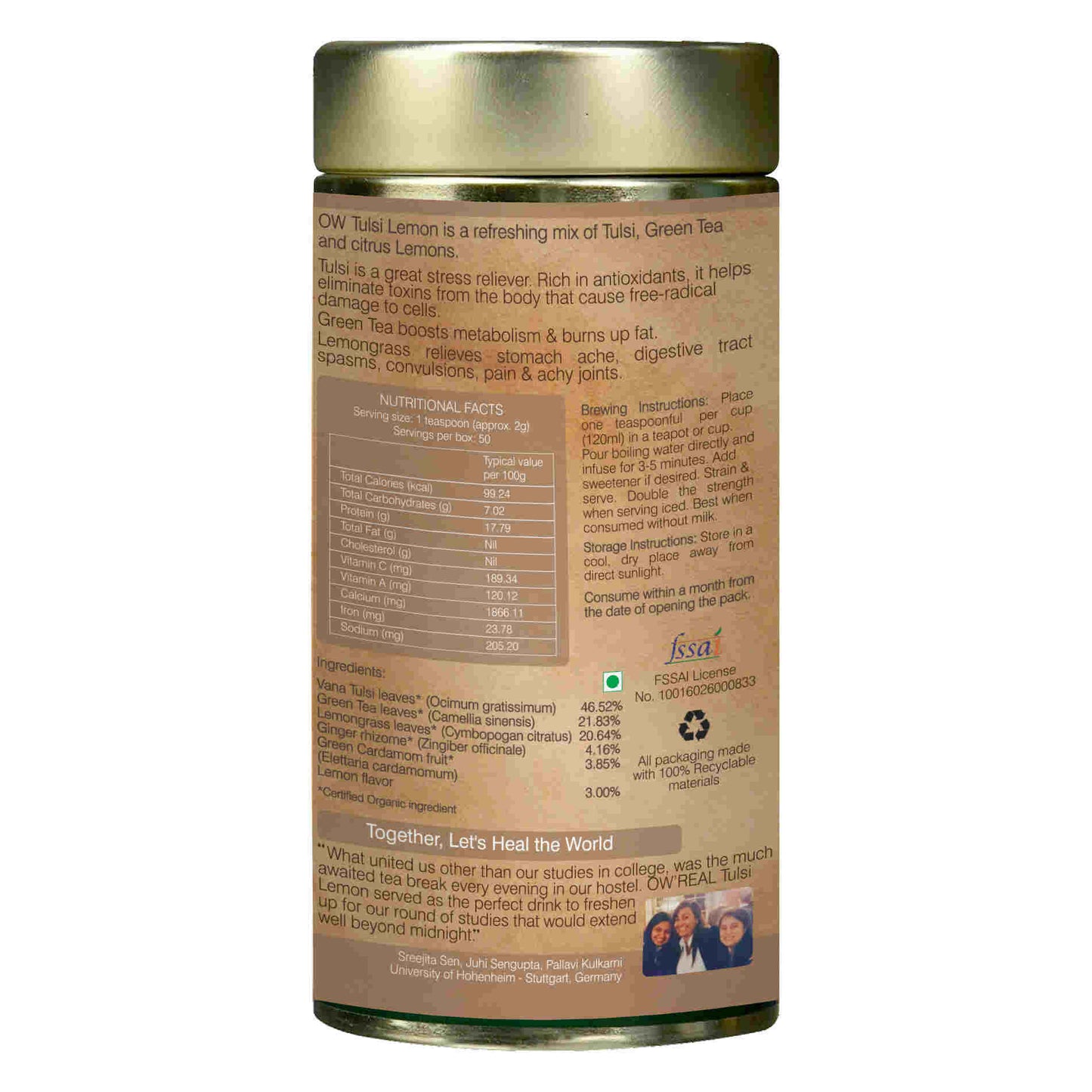 Organic Wellness Tulsi Lemon Tin Pack