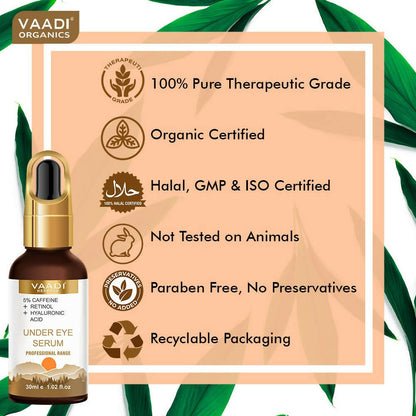 Vaadi Herbals Under Eye Serum With 5% Caffeine & Retinol & Hyaluronic Acid