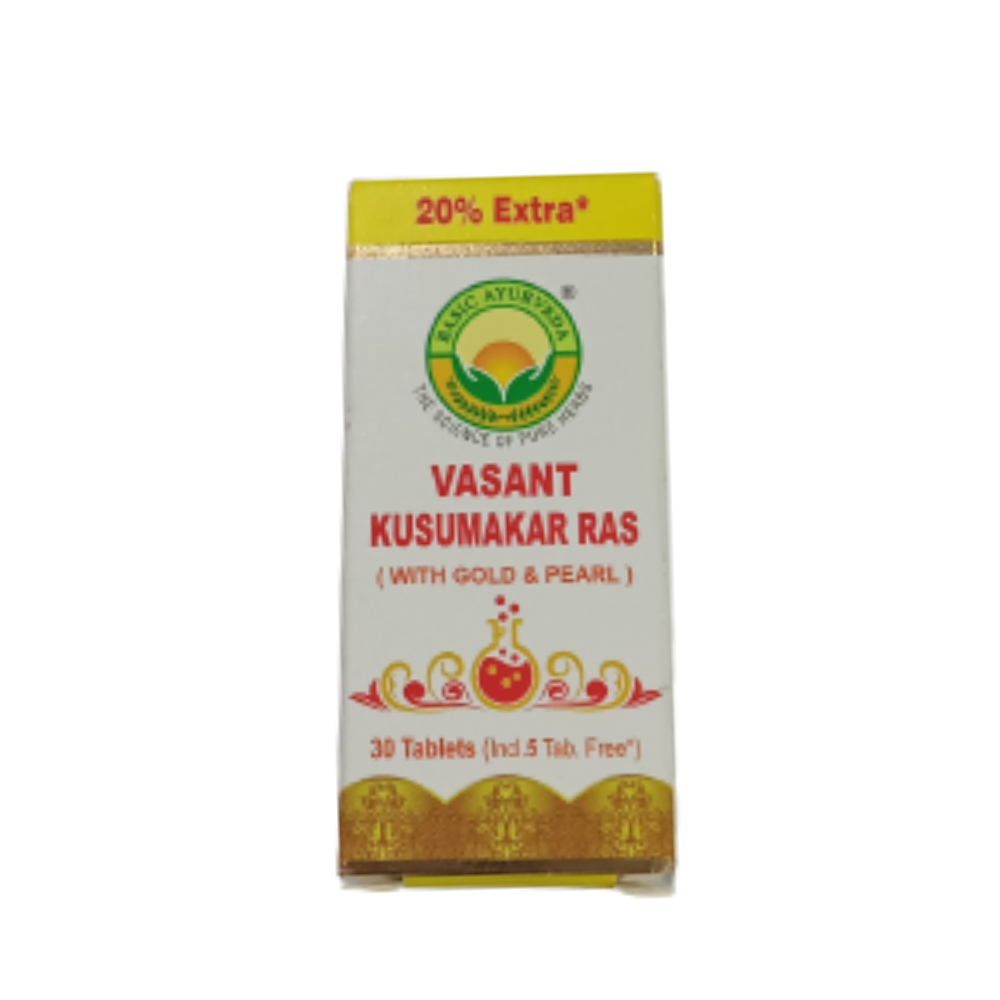 Basic Ayurveda Vasant Kusumakar Ras (With Gold) Tablets  