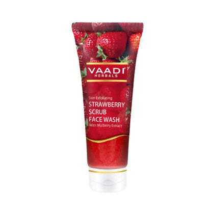 Vaadi Herbals Skin Exfoliating Strawberry Scrub Face Wash with Mulberry 