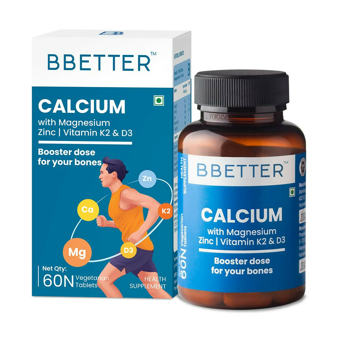 BBETTER Calcium Magnesium Zinc Tablets with Vitamin D3 & K2  