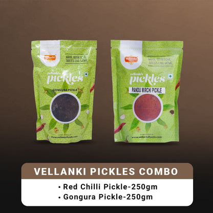 Vellanki Foods - Red Chilli Pickle, Gongura Pickle Combo Pack (Each 250gm)