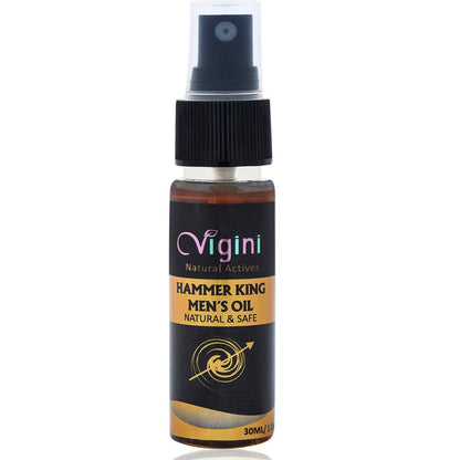 Vigini Natural Hammer King Lubricating Massage Oil for Men with Tulsi Ylang Ylang Clary Sage Essential Oils TrueCure