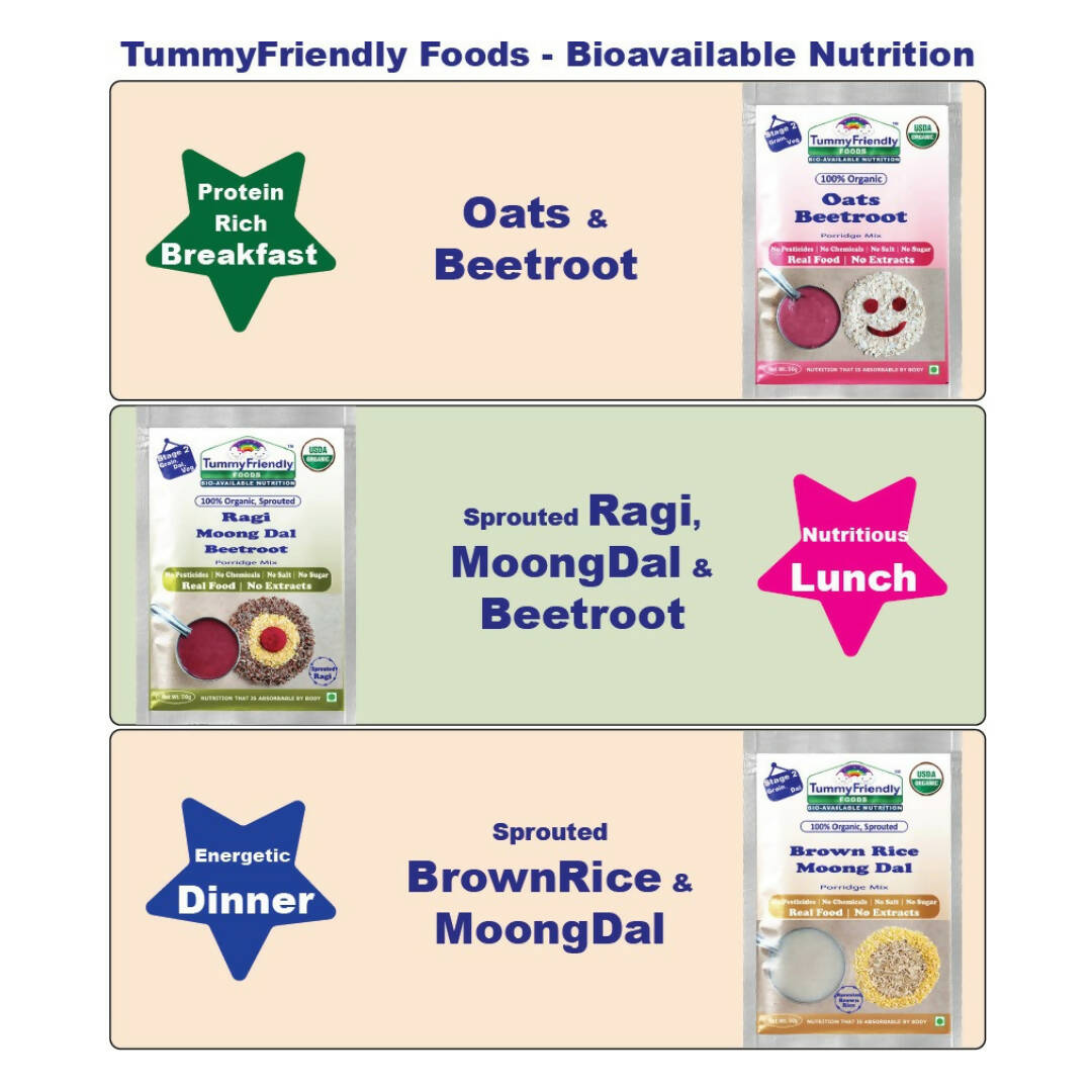 TummyFriendly Foods Stage1, Stage2 Porridge Mixes - Trial Packs Combo