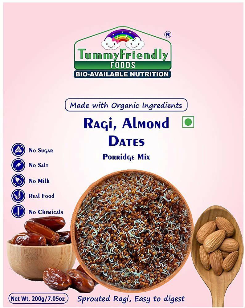 TummyFriendly Foods Organic Sprouted Ragi, Almonds, Dates Porridge Mix, Australia, Canada 