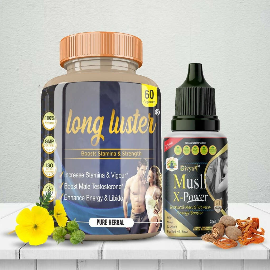 Divya Shree Long Luster Capsule & Musli X-Power Oil Combo