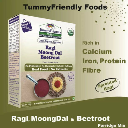 TummyFriendly Foods Certified Stage2 Ragi, Brown Rice Porridge Mixes Combo