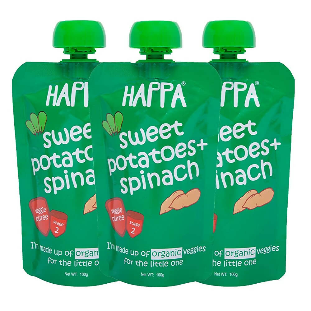 Happa Organic Food, Fruit Puree (Sweet Potato+ Spinach), Australia, Canada 