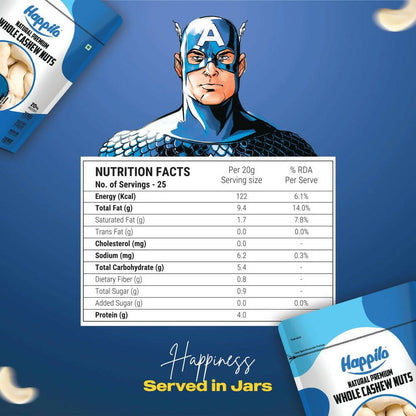 Happilo Natural Whole Cashews-Marvel Captain America Edition