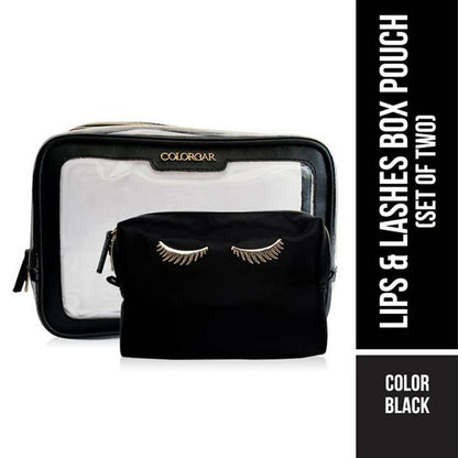 Colorbar Pouch Lips & Lashes Box Pouch (Set Of Two) - Black