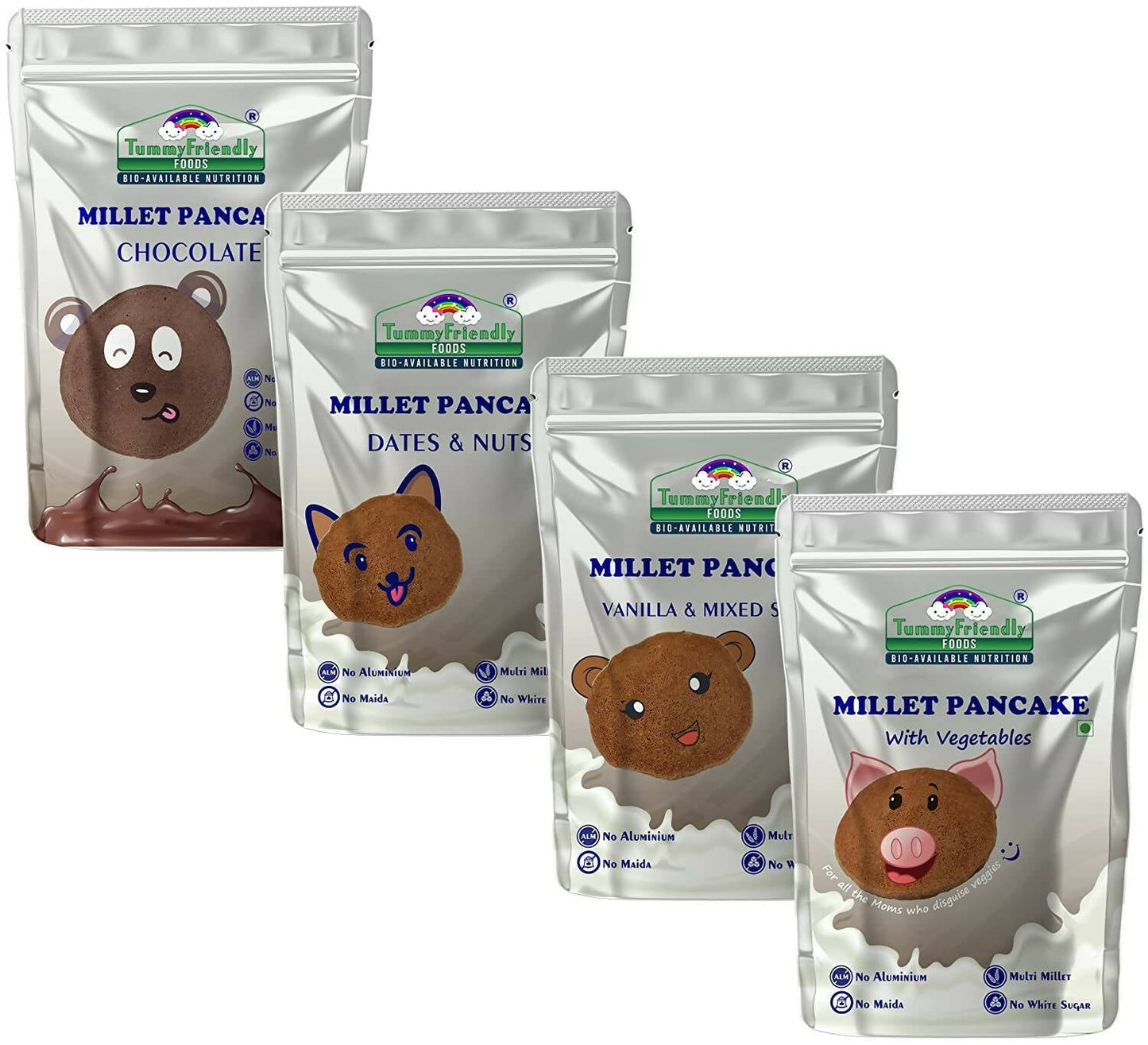 TummyFriendly Foods Millet Pancake Mixes Trial Packs with Chocolate, Nuts, Veggies, Australia, Canada 