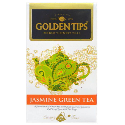 Golden Tips Jasmine Green Tea Pyramid Tea Bags TrueCure