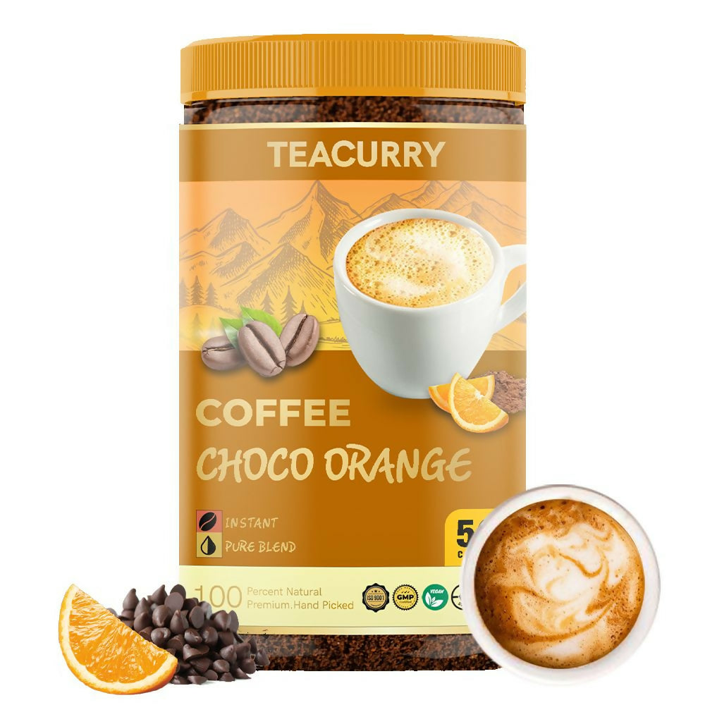 Teacurry Choco Orange Instant Coffee Powder - Arabica Freeze Dried Coffee for Instant Hot & Cold Coffee