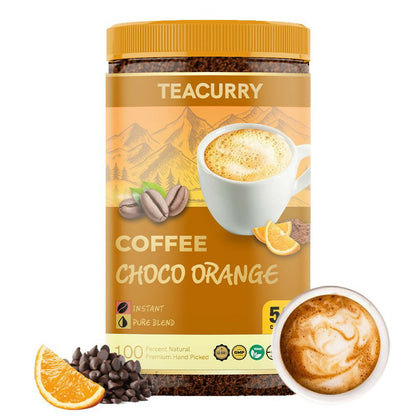 Teacurry Choco Orange Instant Coffee Powder - Arabica Freeze Dried Coffee for Instant Hot & Cold Coffee