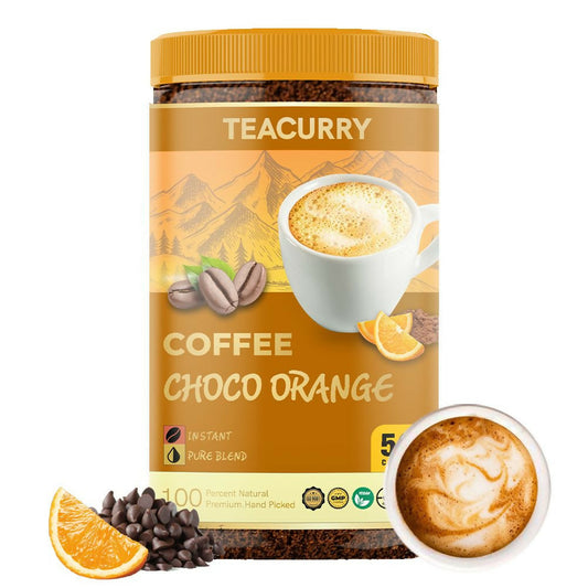 Teacurry Choco Orange Instant Coffee Powder - Arabica Freeze Dried Coffee for Instant Hot & Cold Coffee