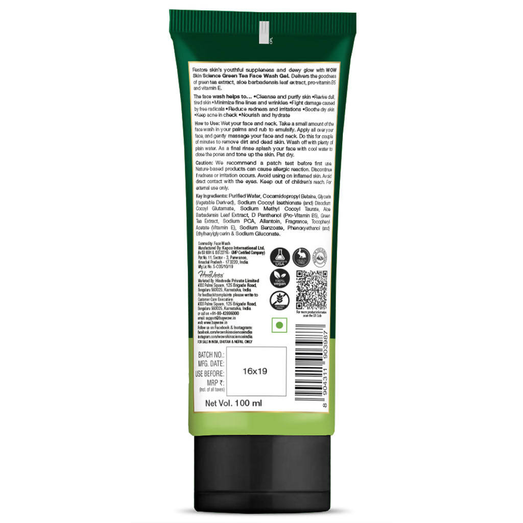 Wow Skin Science Green Tea Face Wash Gel