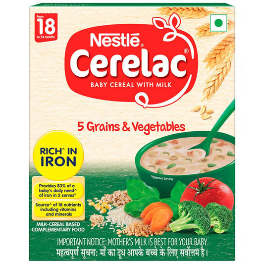 Nestle Cerelac Baby Cereal with Milk, 5 Grains & Vegetables  from 18 to 24 Month