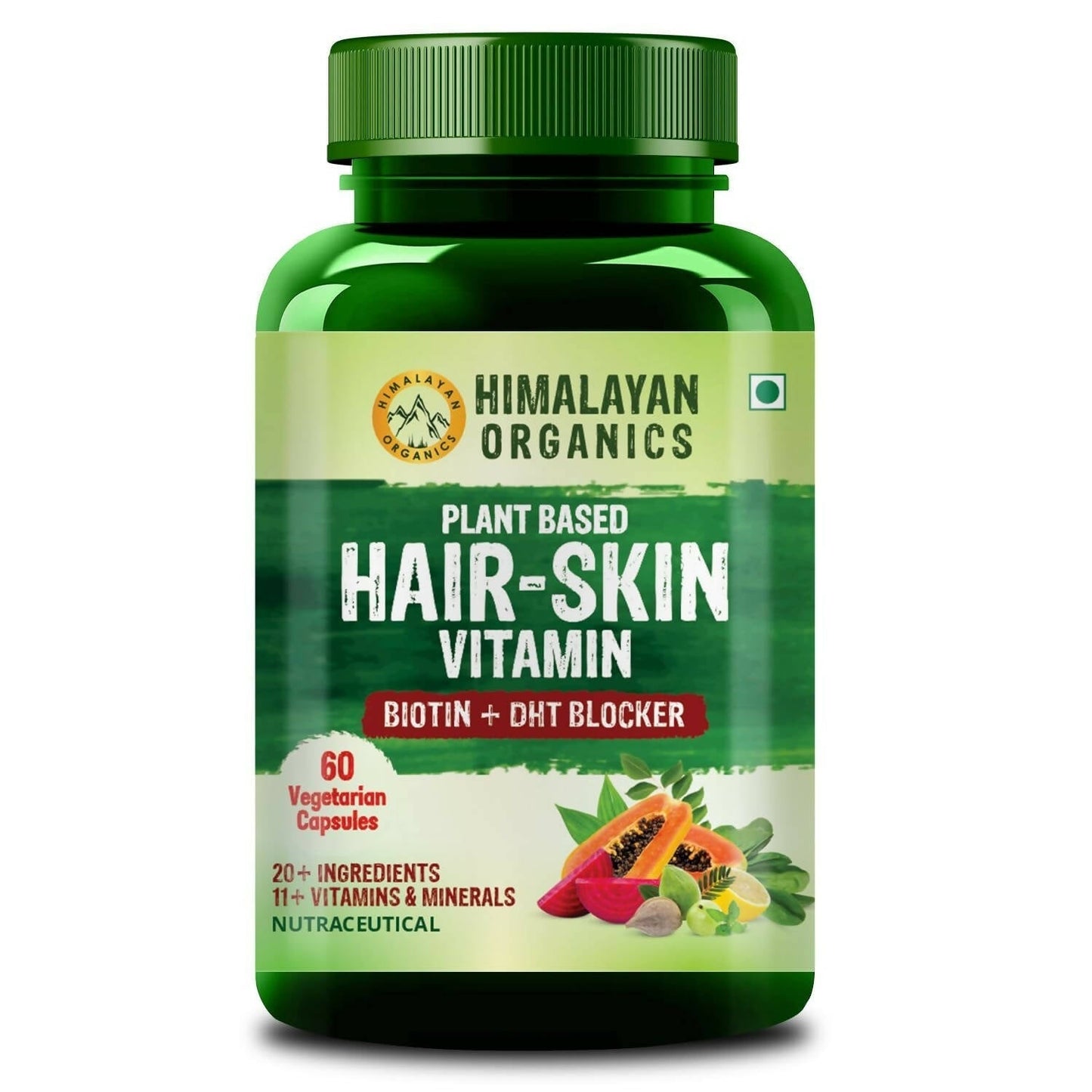 Himalayan Organics Plant Based Hair-Skin Vitamin Biotin + DHT Blocker Veg Capsules  