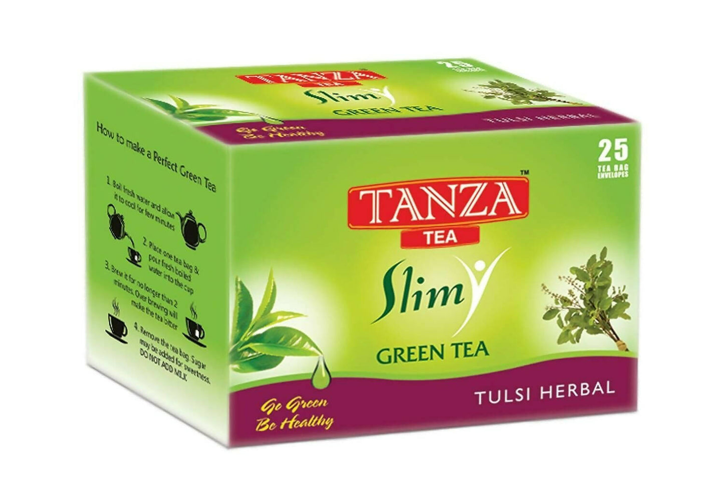 Tanza Tea Slim Green Tea Bags Tulsi Herbal   