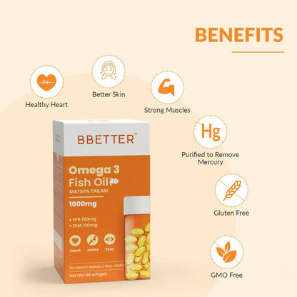 BBETTER Omega 3 Fish Oil Capsules for Women & Men