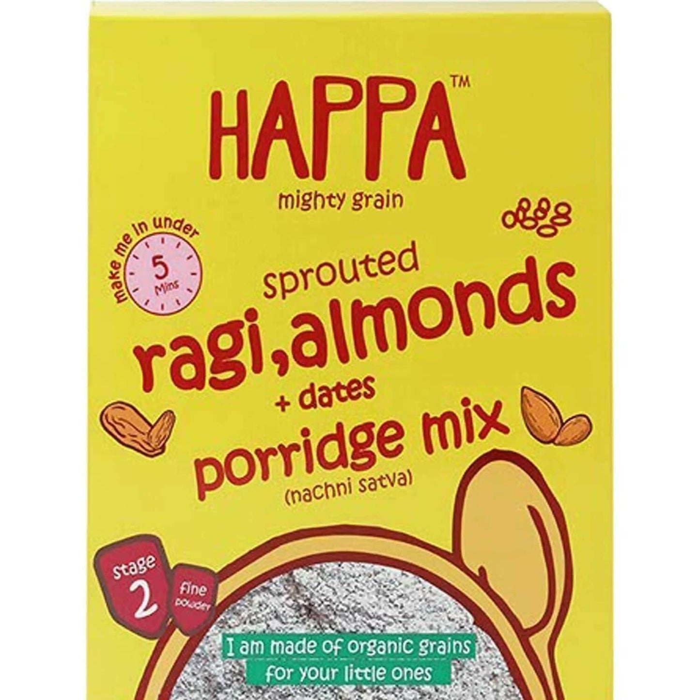 Happa Organic Baby Food Sprouted Ragi, Almonds + Dates Porridge Mix Combo