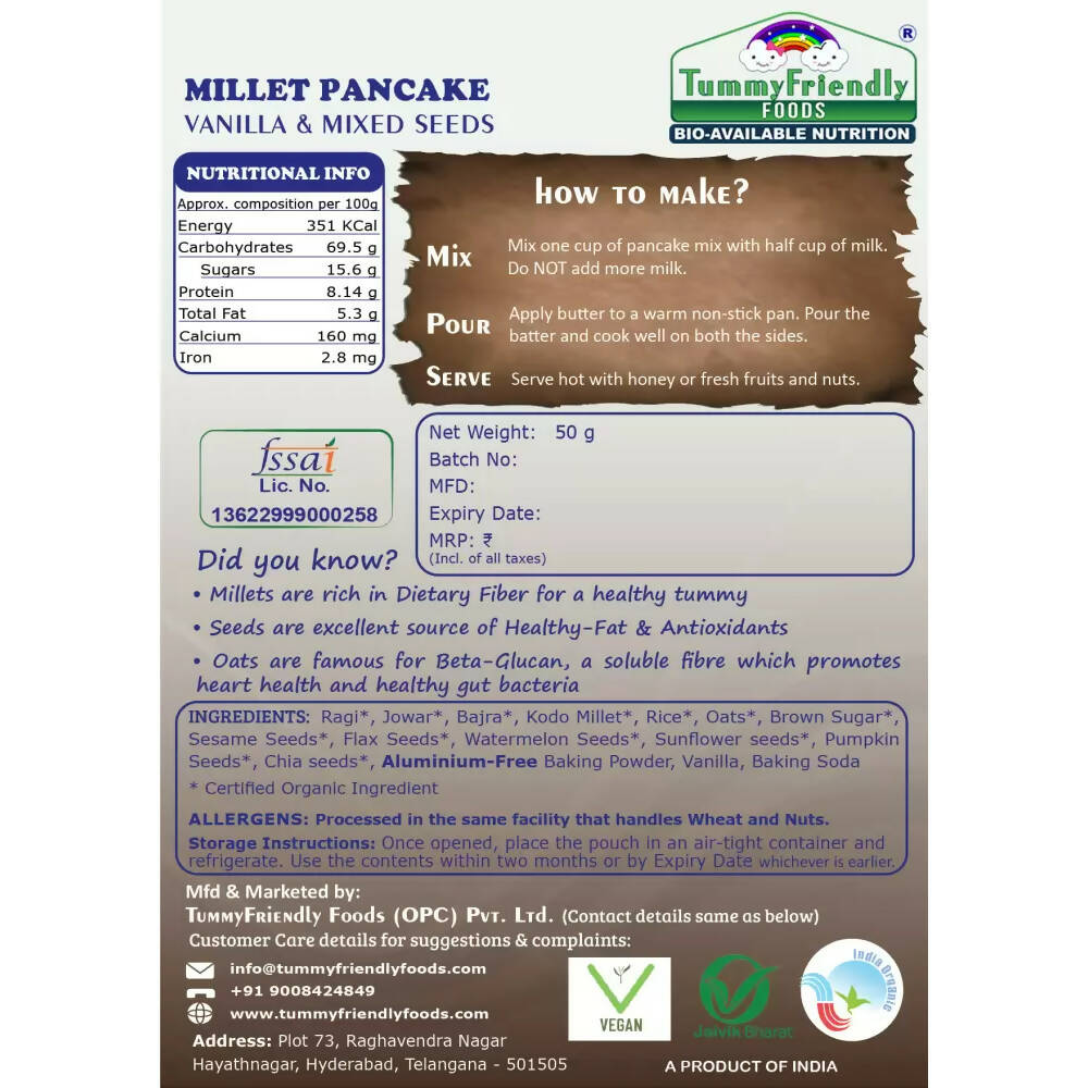 TummyFriendly Foods Aluminium-Free Millet Pancake Mixes Trial Packs with Chocolate, Nuts, Seeds, Veggies