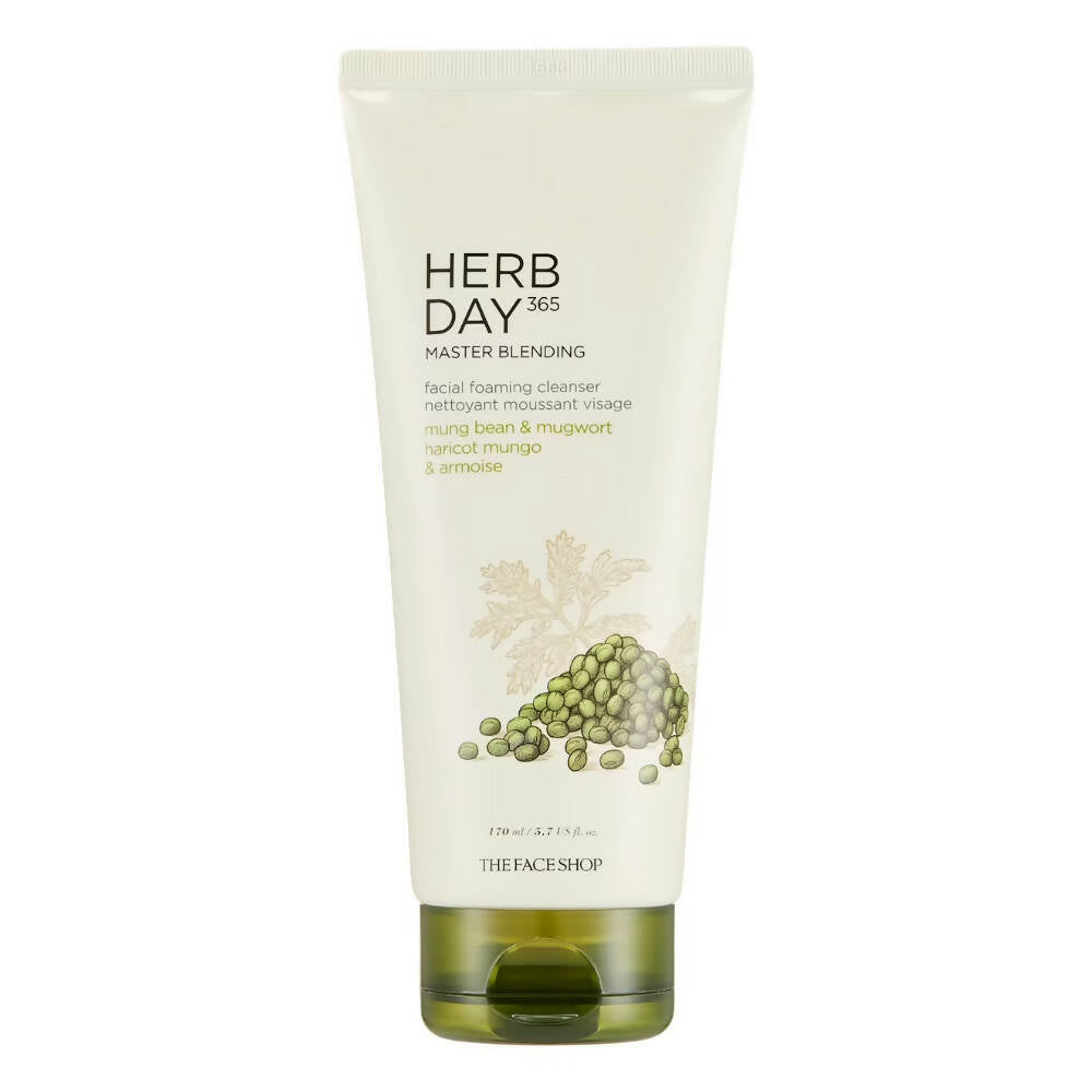 The Face Shop Herb Day 365 Master Blending Foaming Cleanser-Mungbean & Mugwort TrueCureN