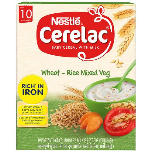 Nestle Cerelac Baby Cereal with Milk Wheat-Rice Mixed Veg, From 10-12 Months