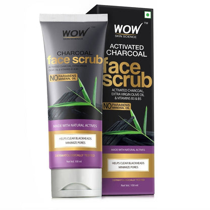 Wow Skin Science Activated Charcoal Face Scrub - Drmedicart