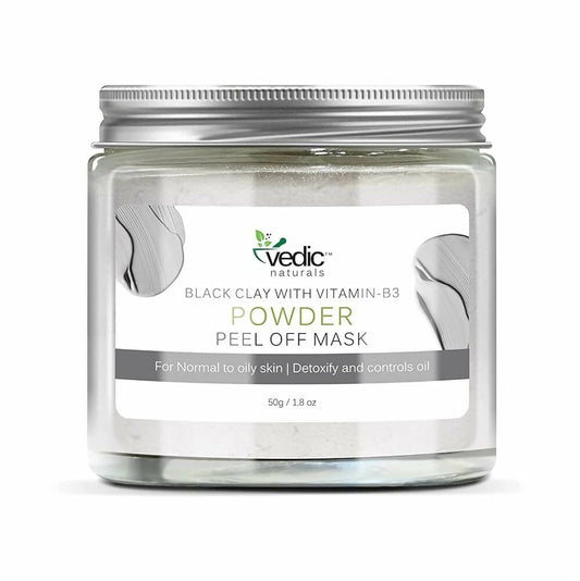 Vedic Naturals Black Clay With Vitamin-B3 Powder Peel Off Mask TrueCureN