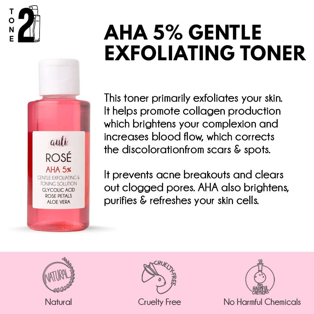 Auli Rose AHA 5% Gentle Exfoliating Face Toner