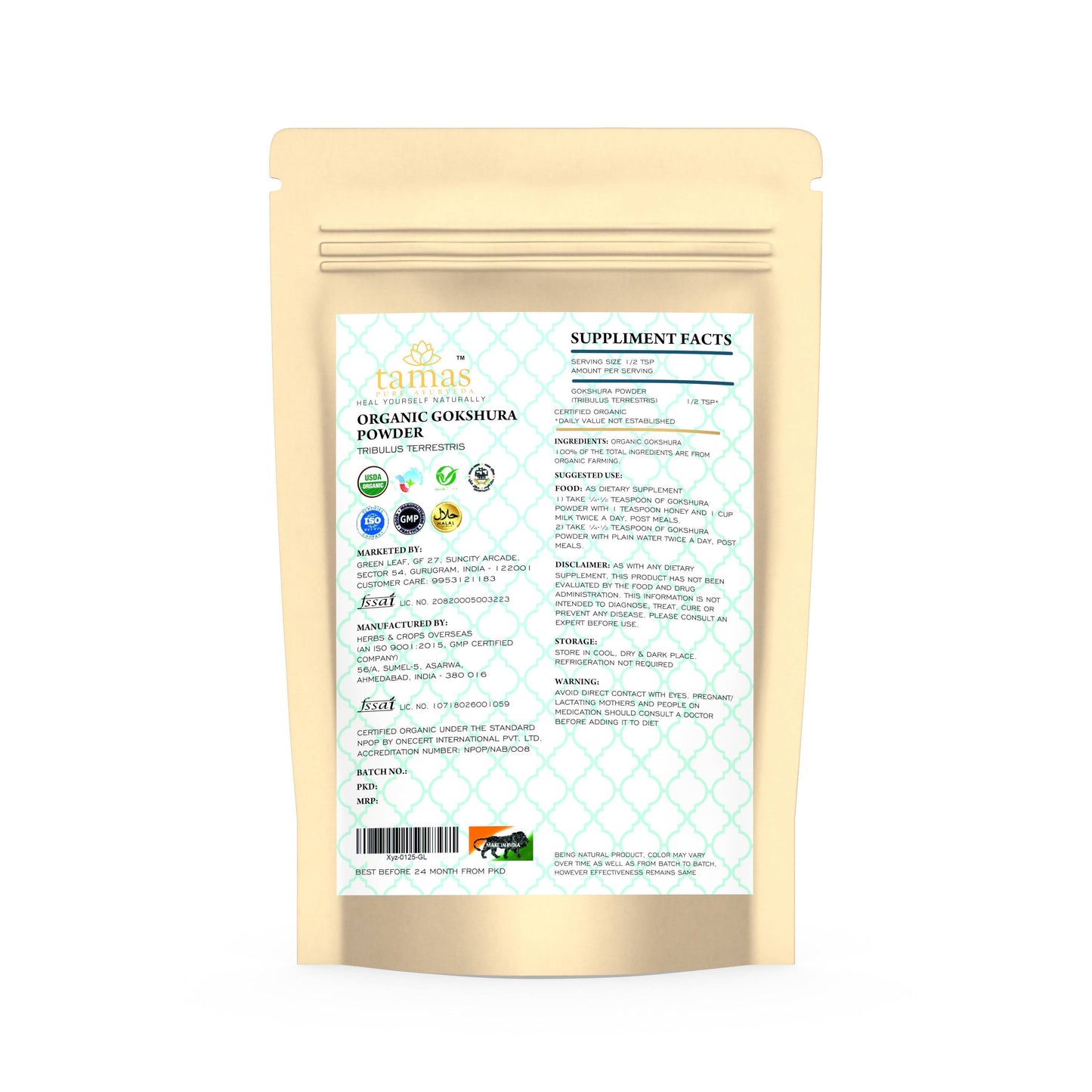 Tamas Pure Ayurveda Superfood Organic Gokshura Powder